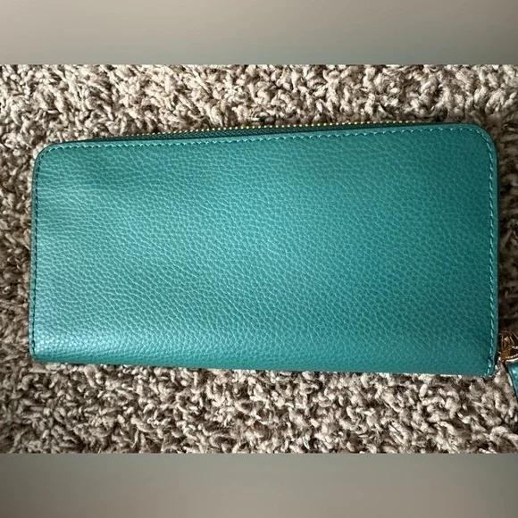 Coach Mini Emma Satchel Purse Handbag / Slim Wallet Set In Rare Jade Green Color - Picture 5 of 16